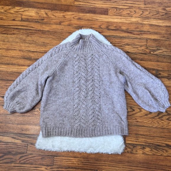 MSCH Copenhagen Wool-Alpaca Caren H-Cable Pullover Sweater Oatmeal Sz M/L - Picture 1 of 10